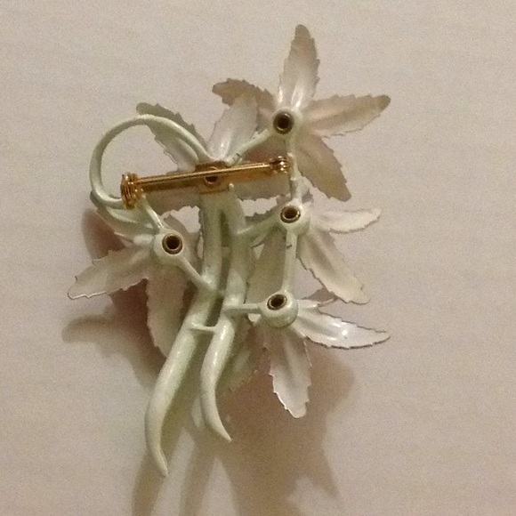 Pink XL Enamel Flower Pin Brooch 1920 1930 1940 - Picture 7 of 8